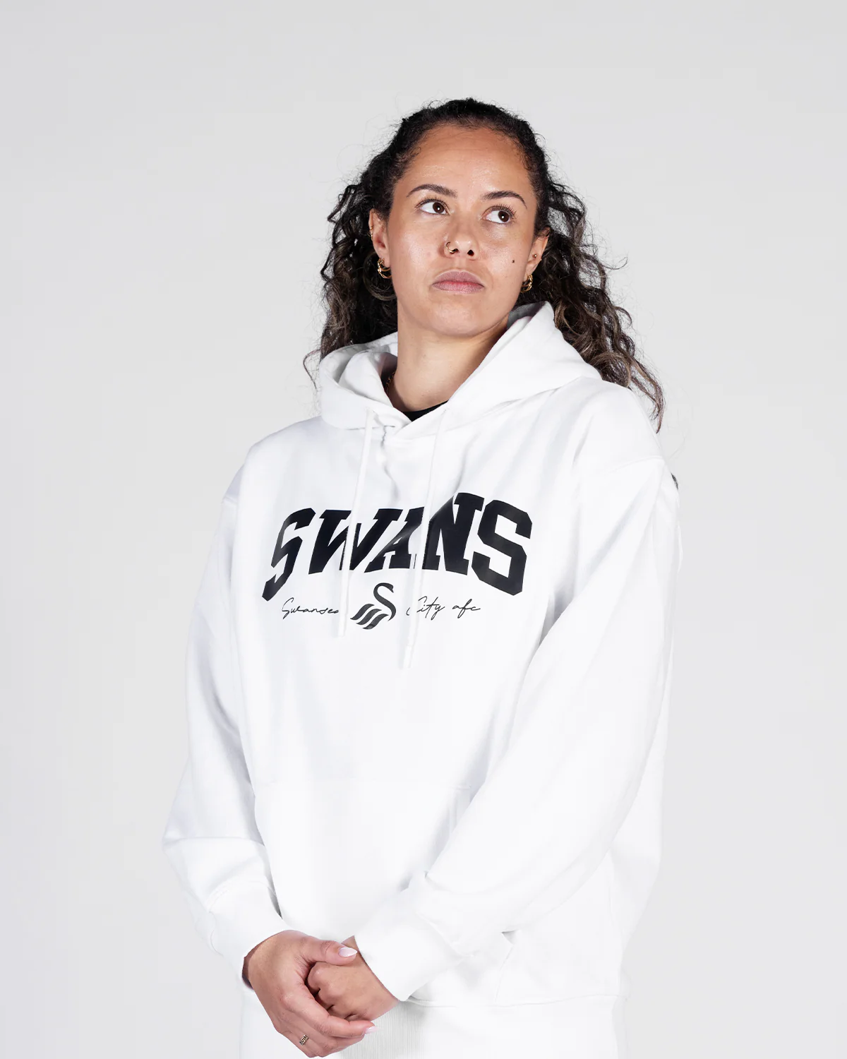 Swans College Oversized Hoodie - White - Image 3